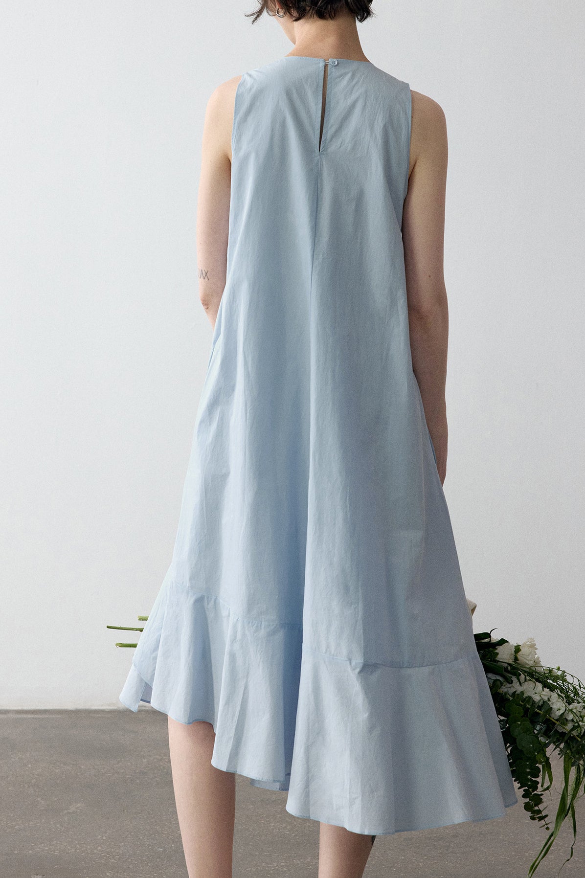 100% cotton ruffled design sleeveless dress | 4 color