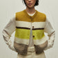 Wool blend fitted color-block striped vest | 3 color