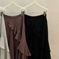 100% lyocell ruffled edge irregular hem soft skirt | 4 color