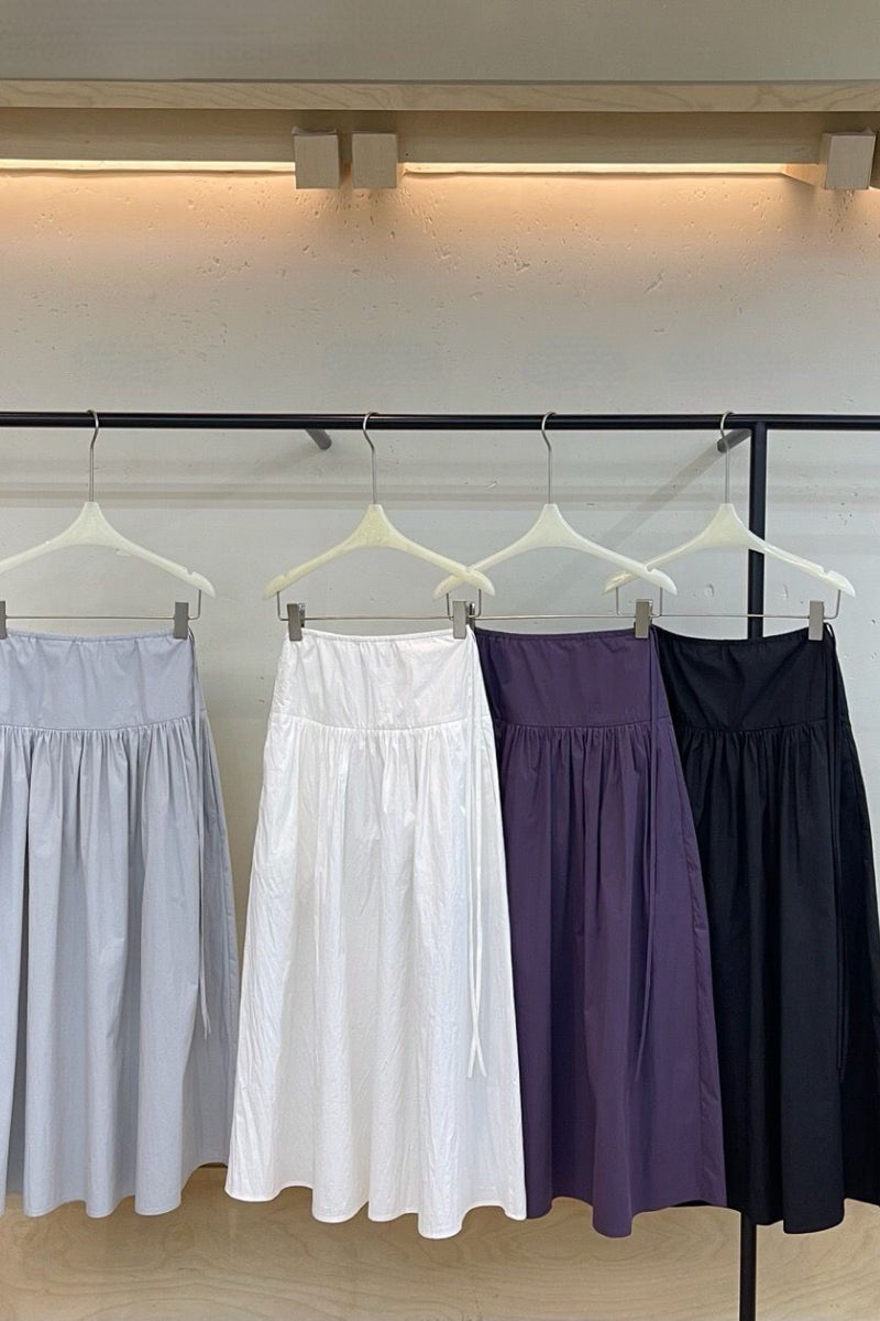 [Shape of Freedom] Papery cotton blend HEM skirt | 4 color
