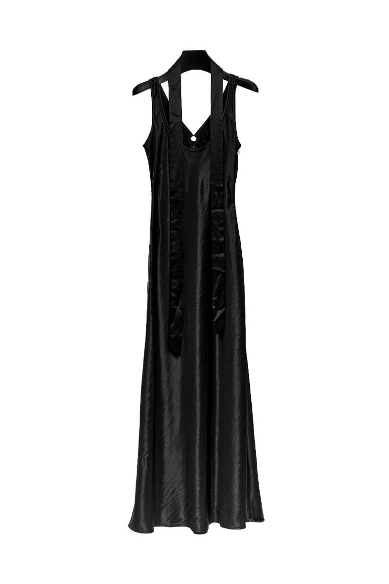 V-neck maxi glows dress with a tie| 3 color