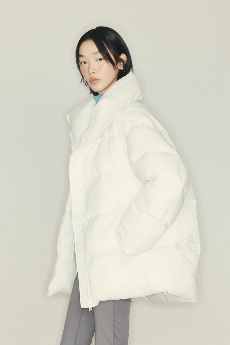 Medium long fluffy outwear down jacket | 6 color