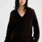 Wool blend soft long hair loose-fit V-neck sweater | 3 color