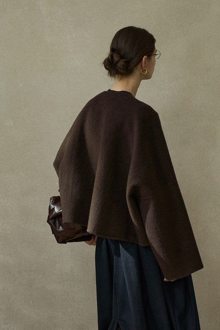 100% wool collarless minimalist design jacket | 3 color