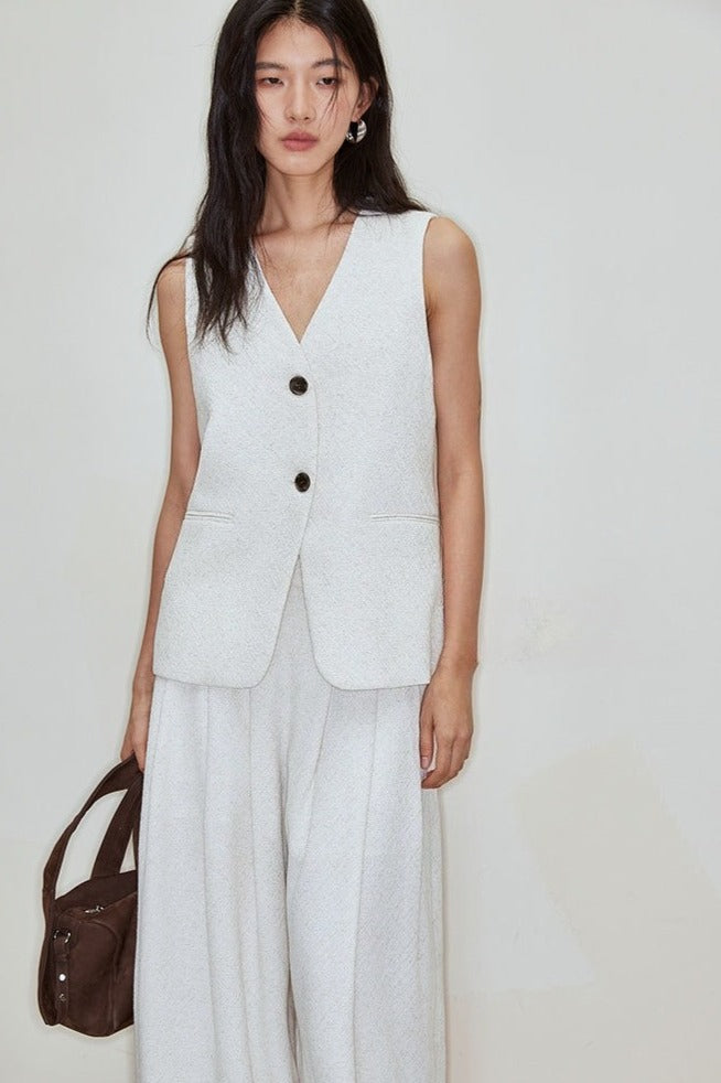 Cotton blend blazer vest | 2 color