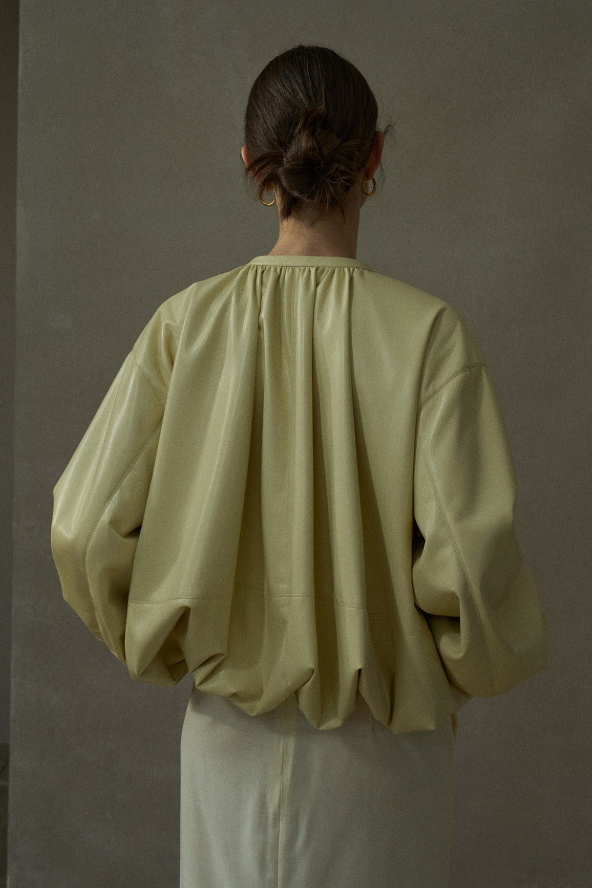 Romantic pleated soft PU jacket | 3 color