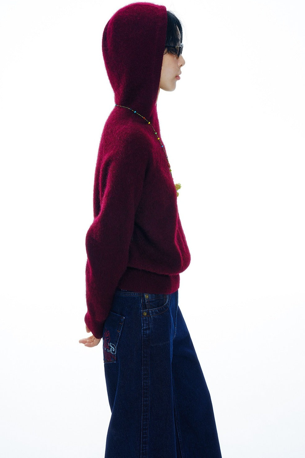 Yak down blend solid hue hoodie sweater | 4 color