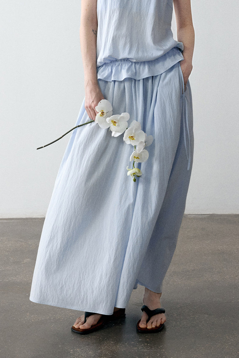 [Wandering organ] Viscose blend textured peplum waist skirt | 4 color
