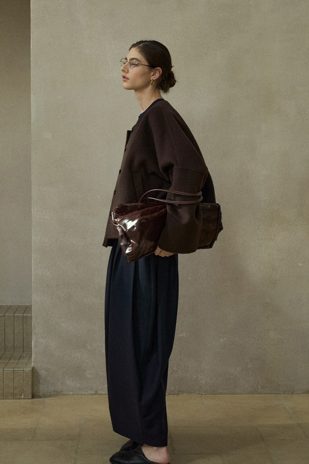 100% wool collarless minimalist design jacket | 3 color