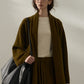 Wool, yark down blend yark hair rolled collar cardigan with belt | 2 color