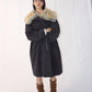 Cotton blend detachable faux fur collar padding parka coat | 2 color