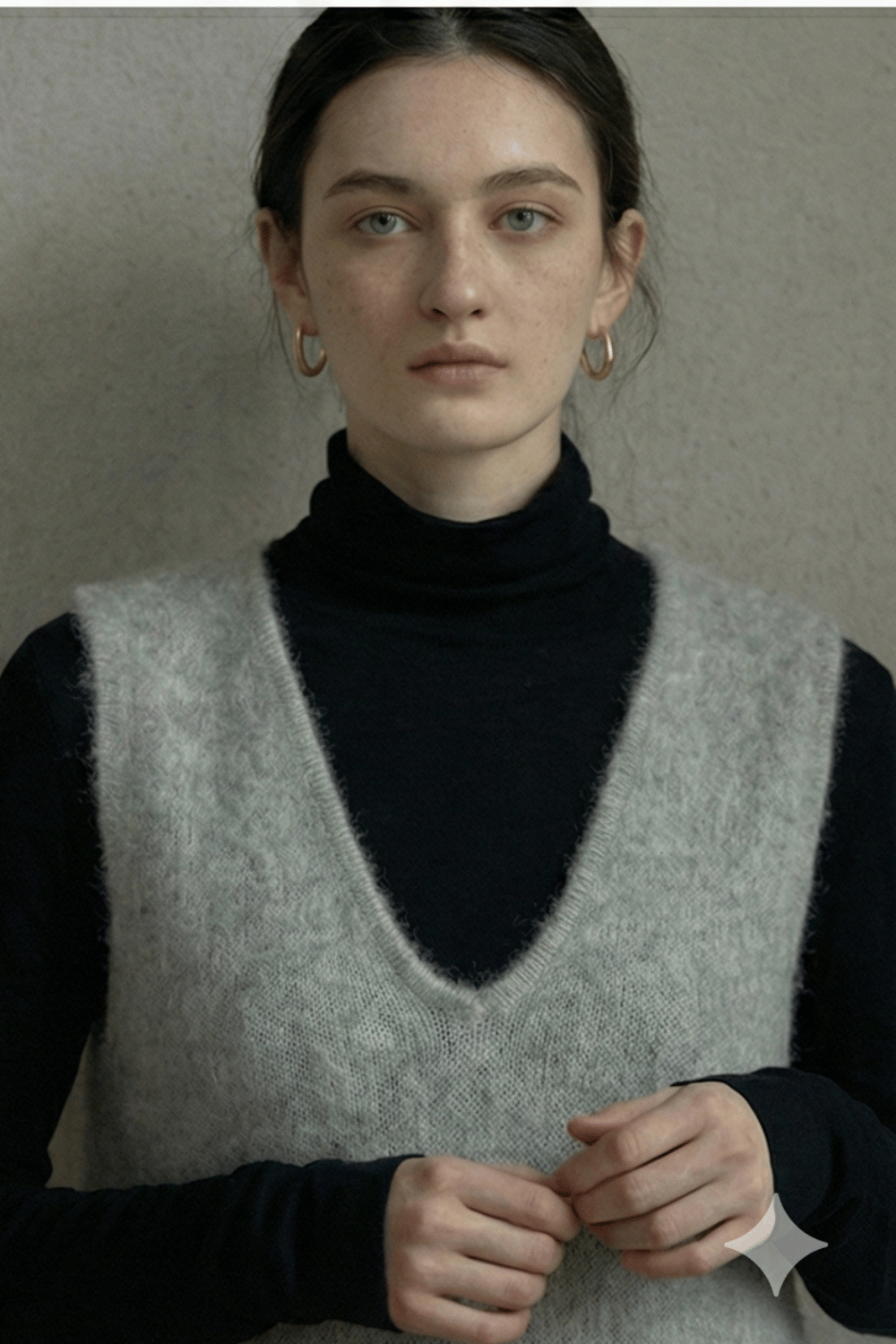 Alpaca wool blend V-neck plush vest dress | 3 color