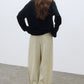 Viscose-cotton curved silhouette casual cleanfit pants | 3 color