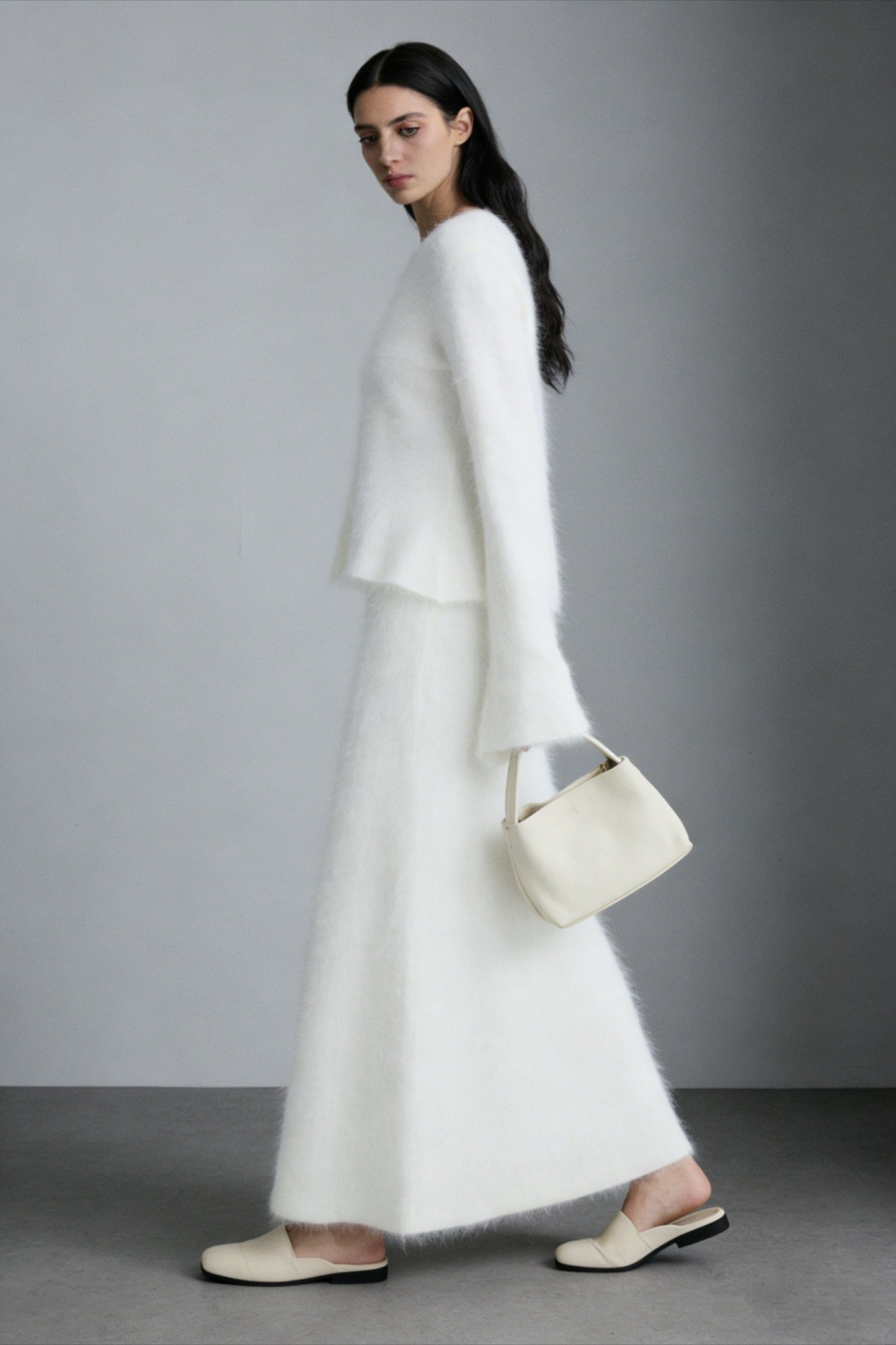 Otter-fleece blend soft drape skirt | 2 color