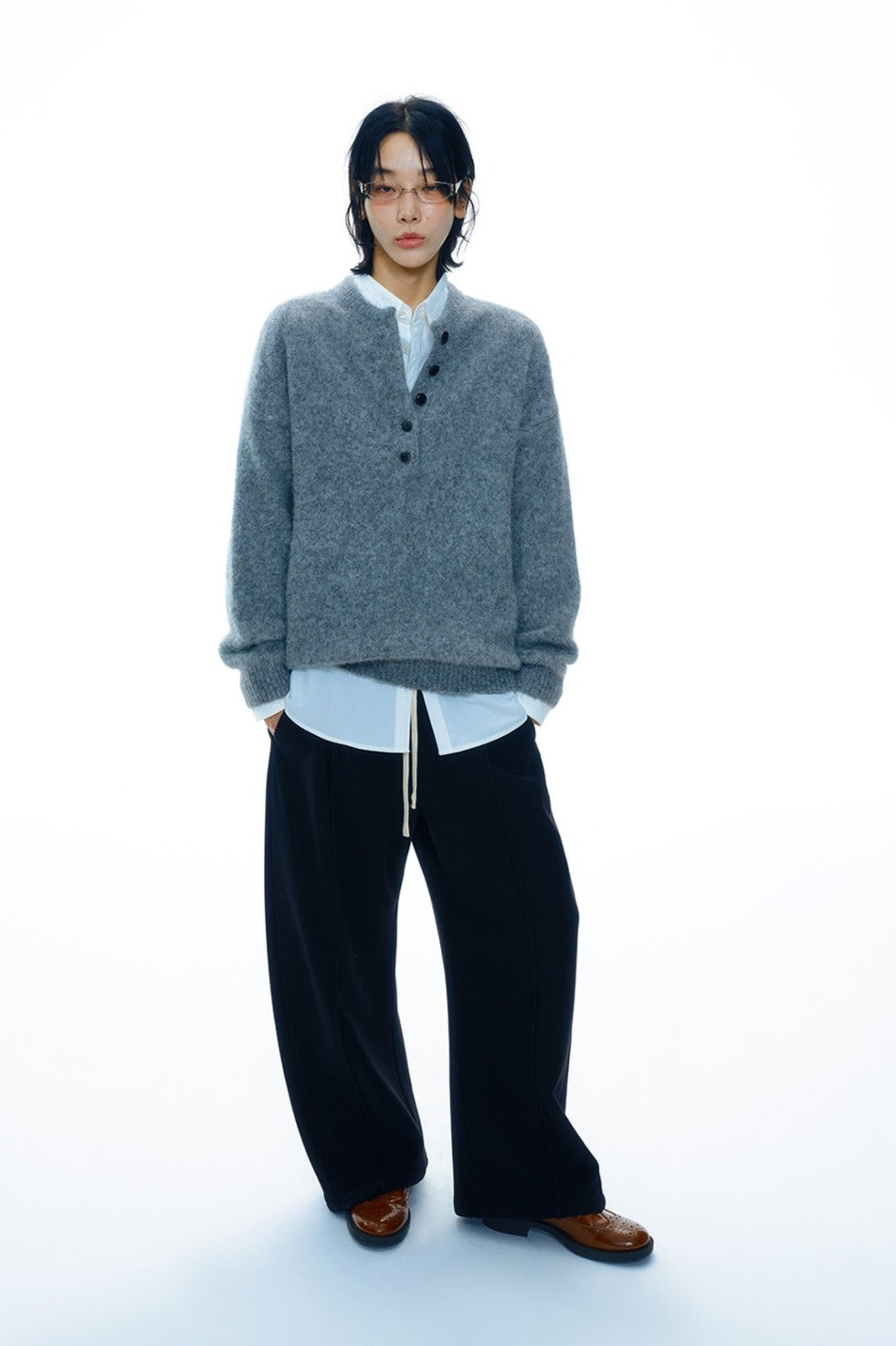 Sickle shaped wide-leg casual pants | 3 color