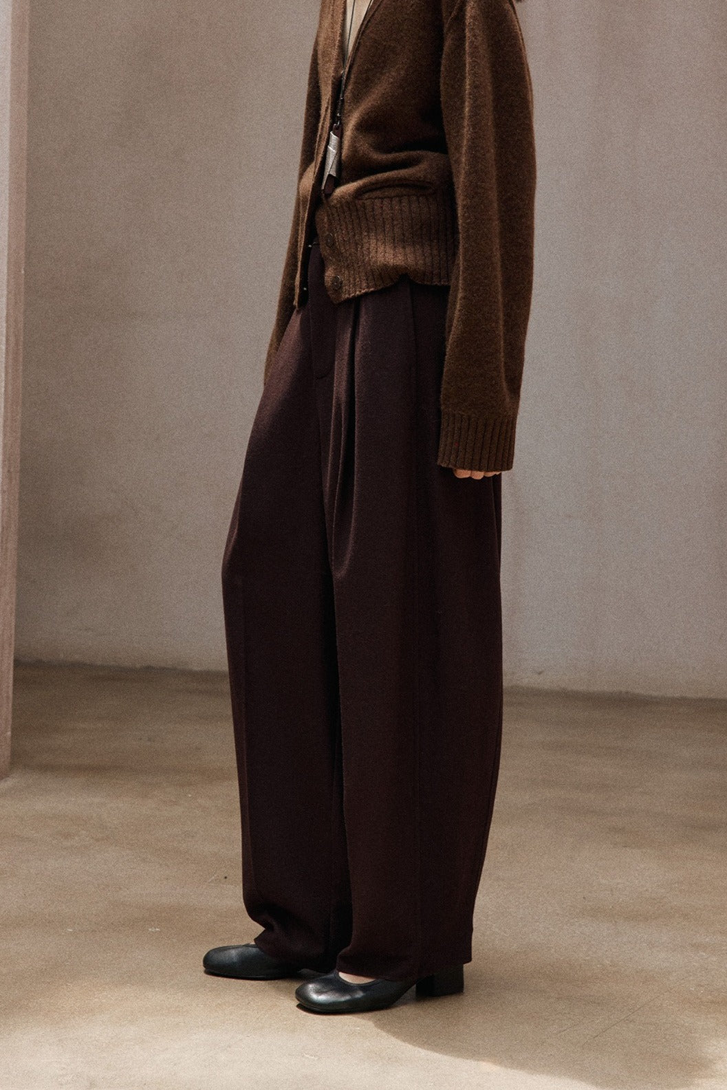 Wool blend wide-leg banana casual pants | 5 color