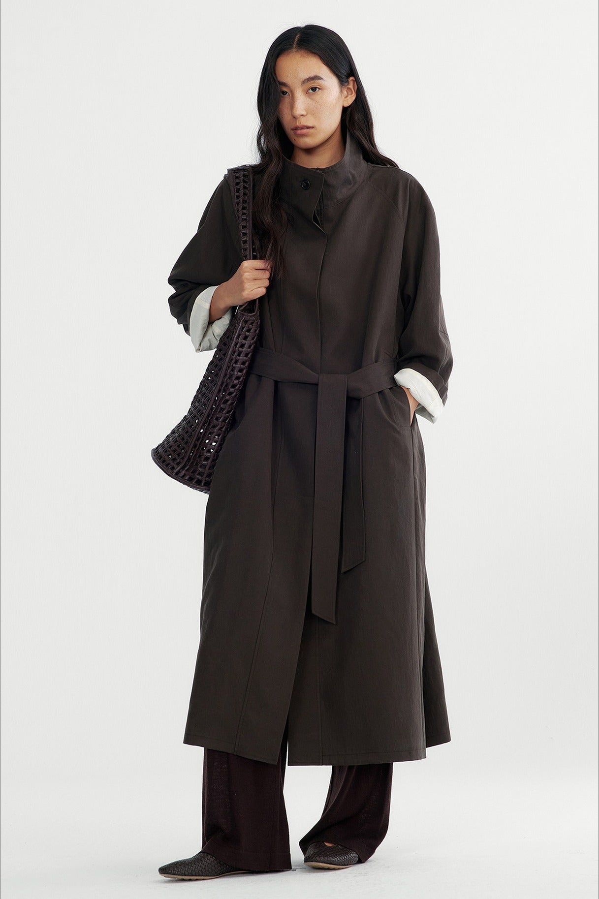 Minimalist style drape trench coat | 2 color