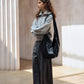 Wool blend herringbone texture loose fit casual pants | 2 color