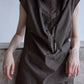 Cotton blend linen diagonal front vest shirt | 2 color