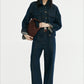 Cotton blend denim cropped jacket