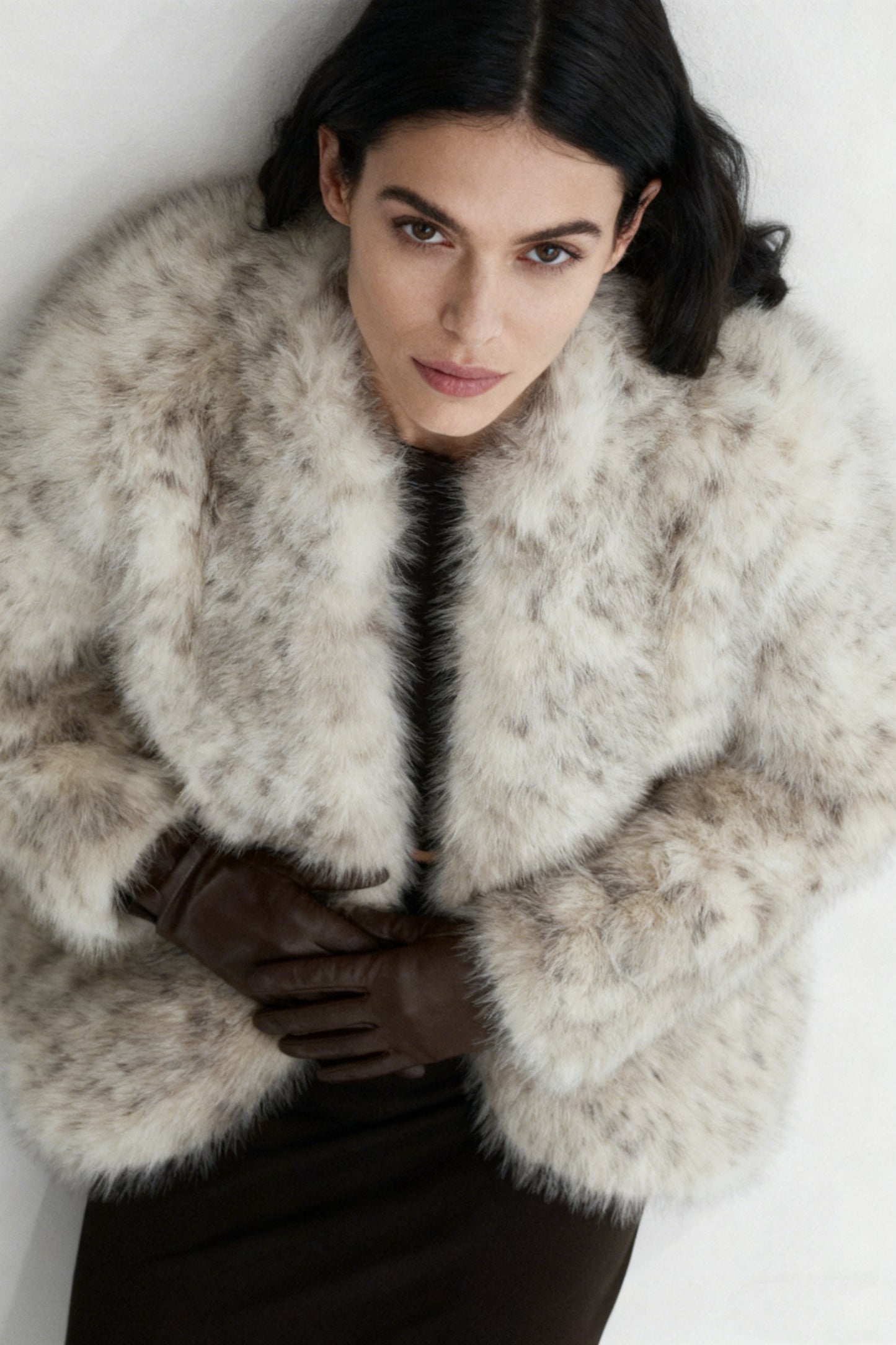 Plush leopard faux-fur boxy cut jacket