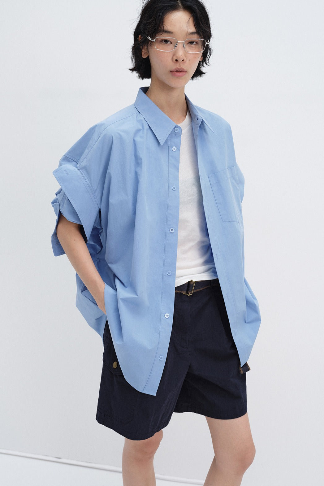 100% cotton chic shirt with rolled-up sleeves | 4 color