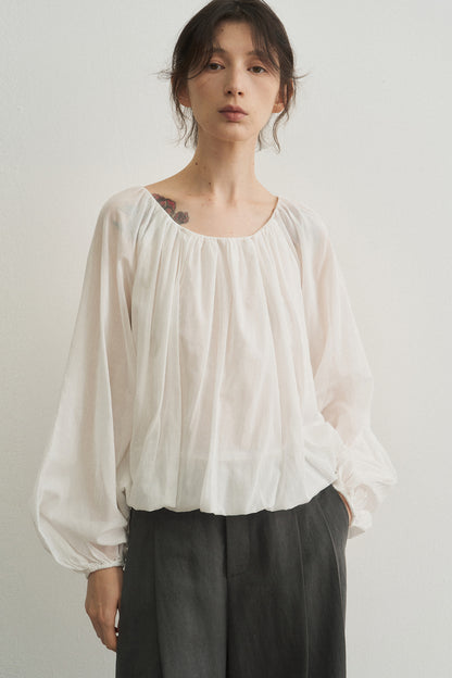 100% cotton semi-sheer blouse | 4 color