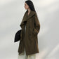 Romantic scarf collar mid-length trench coat | 2 color