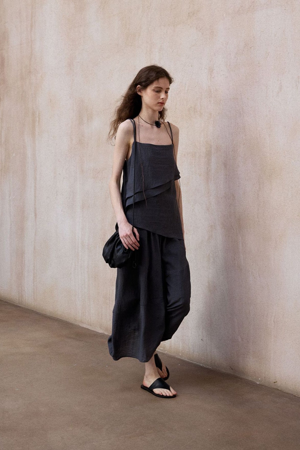 Lightweight irregular hem striped sling top | 3 color