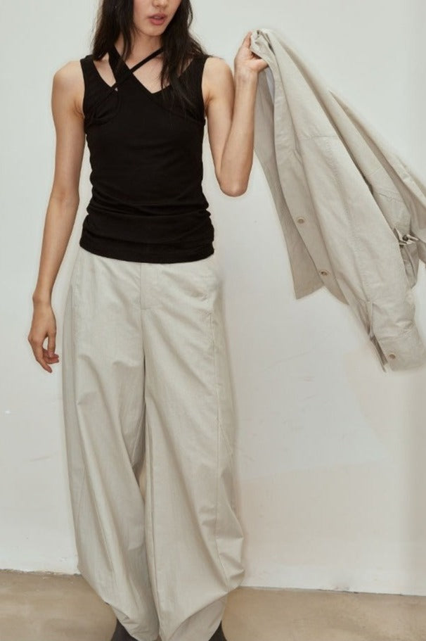 Straight-cut wrinkle surface casual pants | 3 color