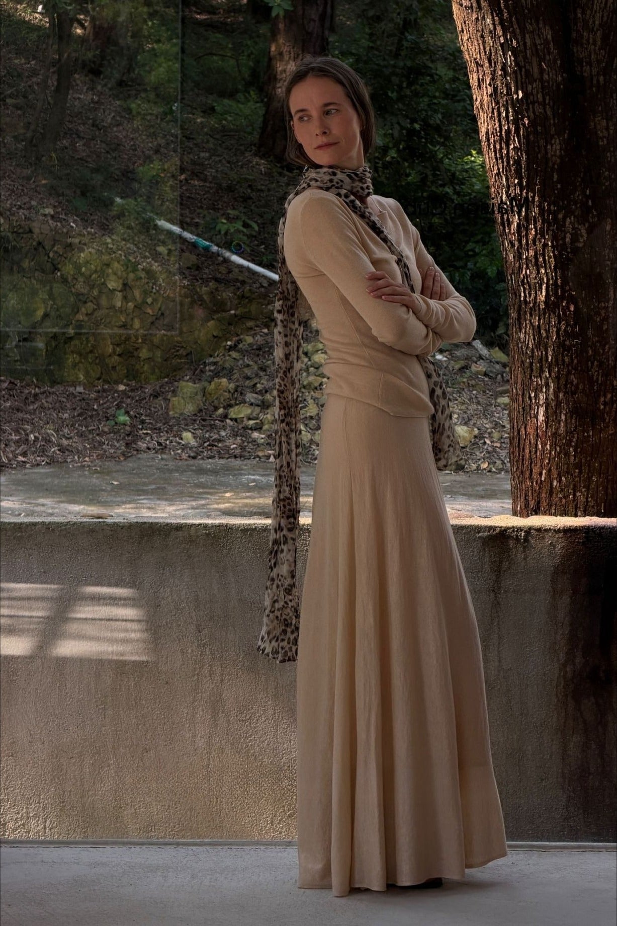 Wool-blend A-line midi skirt | 3 color