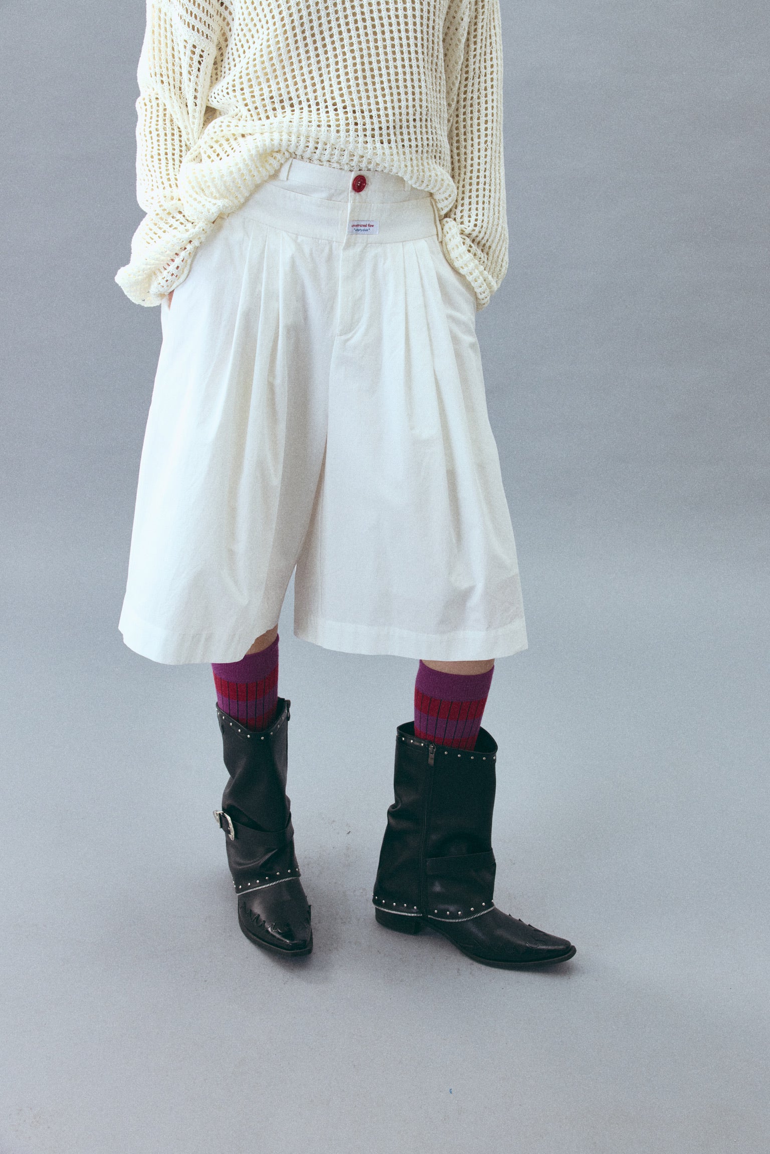 Pantalones holgados de largo medio con cintura de doble capa 100 % algodón | 2 colores 