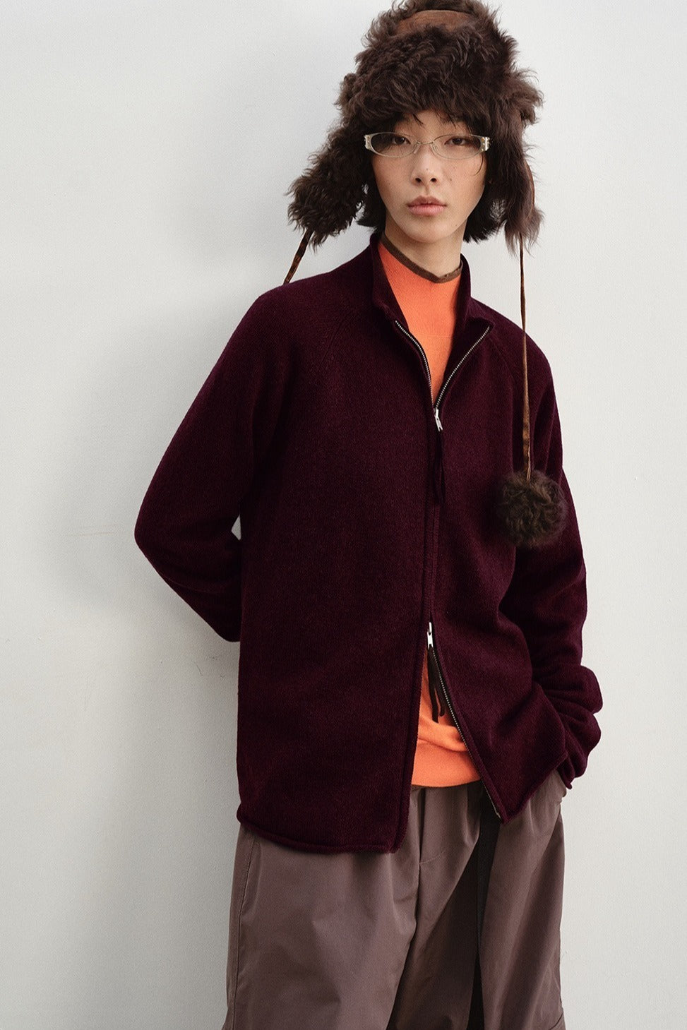 Wool blend slouchy fit dual-zip cardigan | 8 color