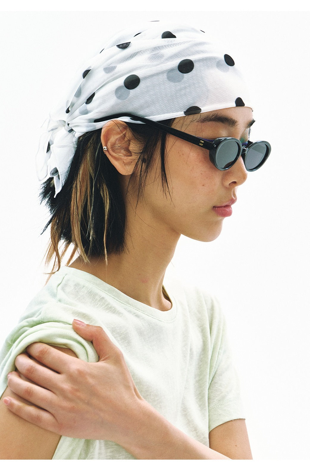 Polka-dot mesh headscarf | 3 color
