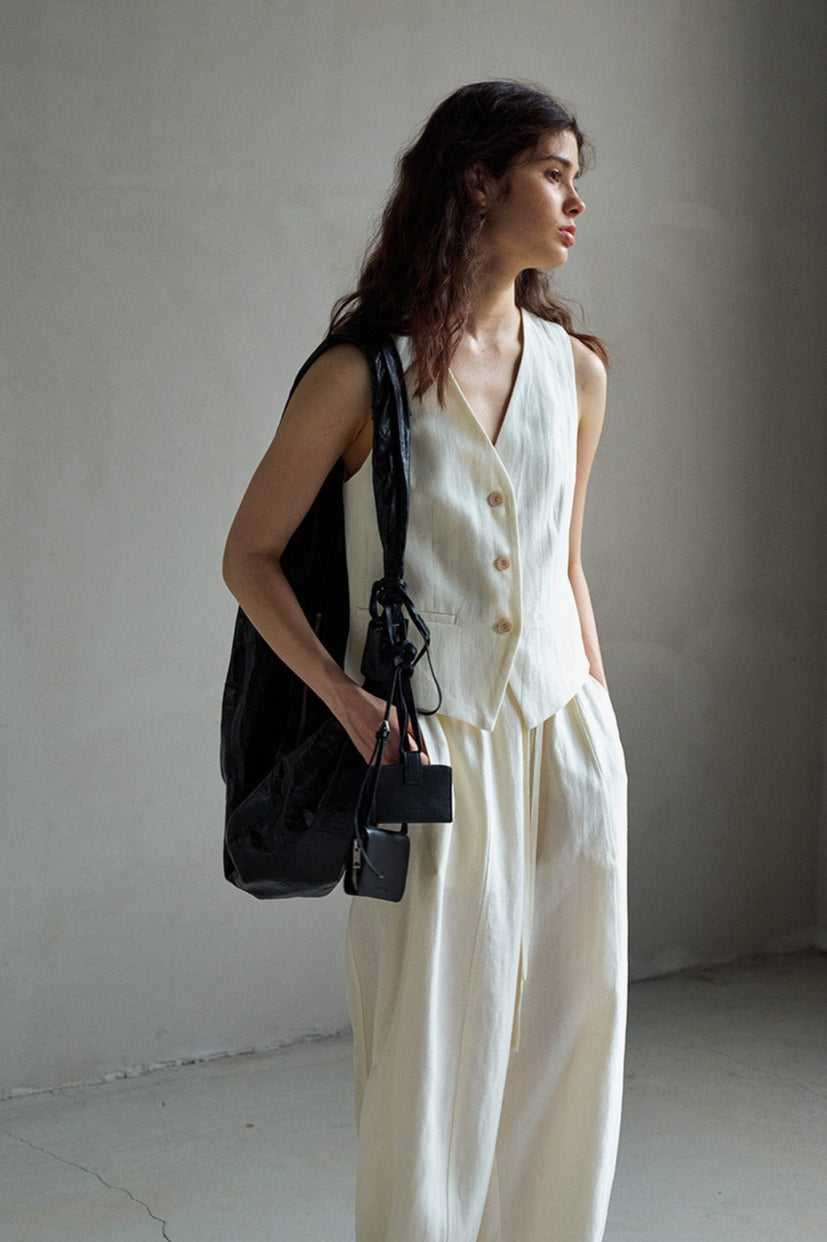 Gilet court Tencel-lin | 2 couleurs