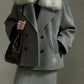 Wool blend oversized collar jacket | 2 color