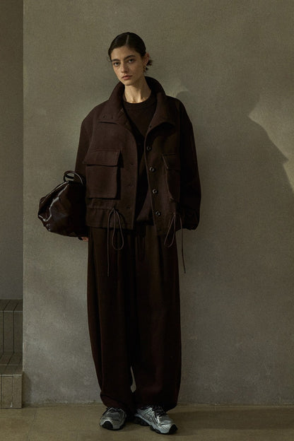 Wool blend relaxed fit loose pants | 2 color