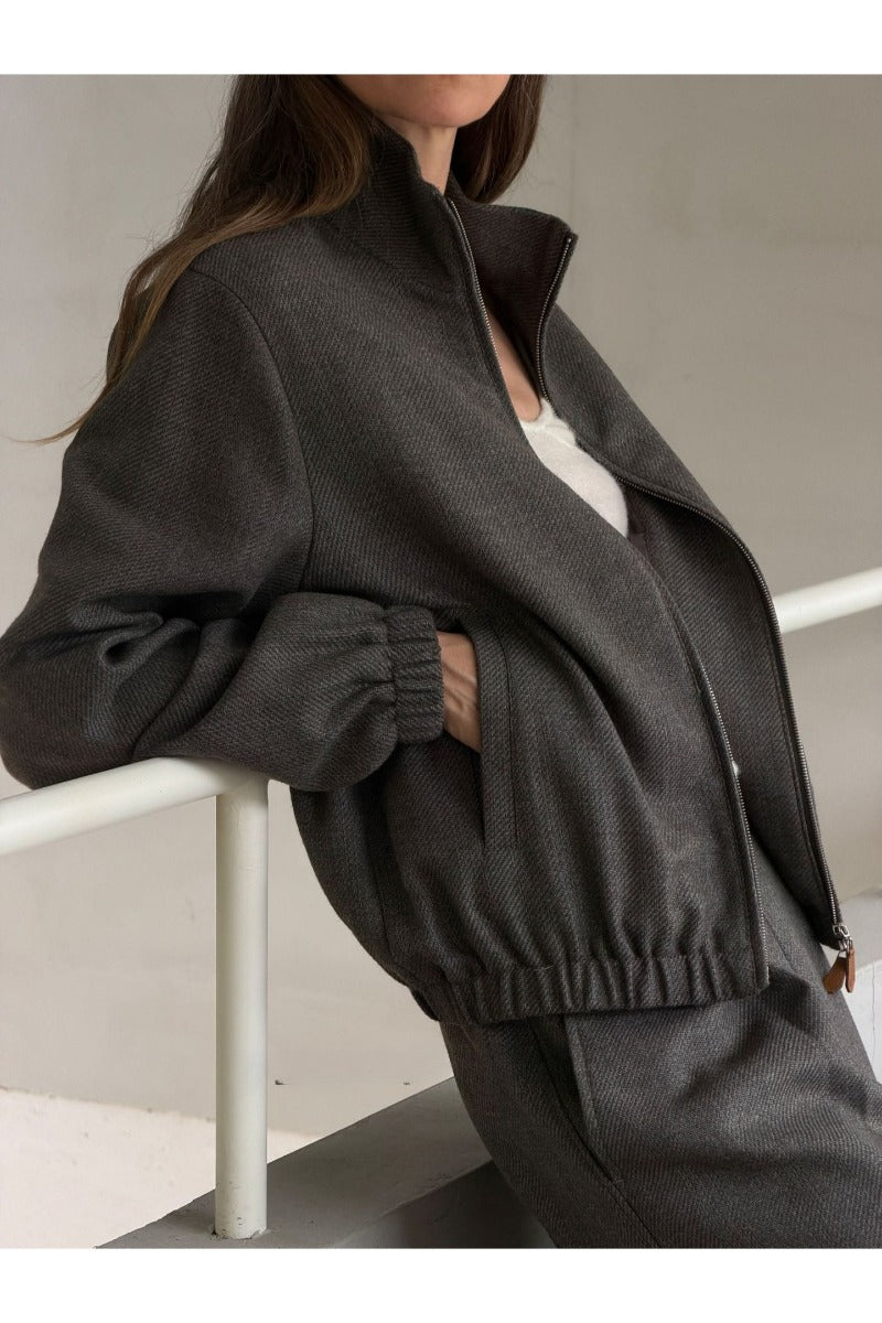 Structured wool-blend short jacket