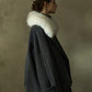Wool blend large collar sophisticated jacket | 2 color