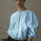 100% cotton contrast stitching loose shirt | 3 color