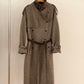 Wool blend contrasting lapel gabardine trench coat | 2 color
