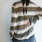 Lightweight slightly sheer stripe knit T-shirt | 4 color