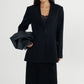 Collarless sleek fit defined waist blazer with padded shoulders | 2 color