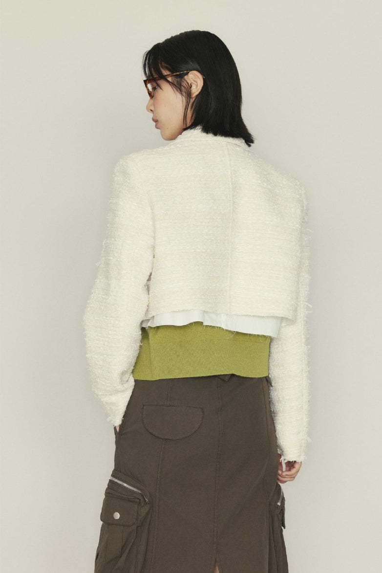 Veste courte superposée en laine mélangée | 2 couleurs
