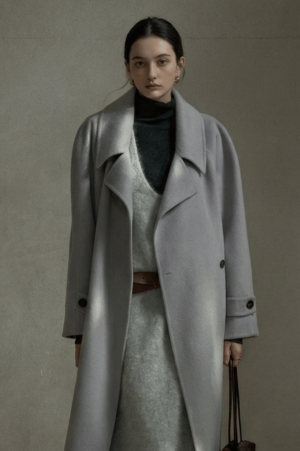 Classic 100% wool double-faced waist-cinched coat | 2 color