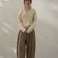 Wool blend wide leg curved pants | 2 color