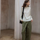 Cotton blend wide-leg slight curved pants | 4 color