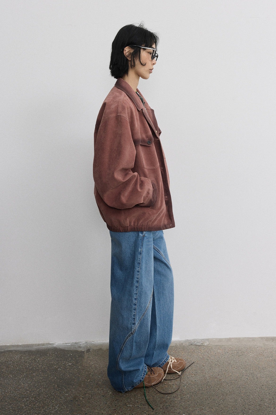 Retro style loose fit suede pocket jacket | 2 color