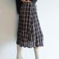 Linen-cotton crinkled elastic waist check skirt | 2 color