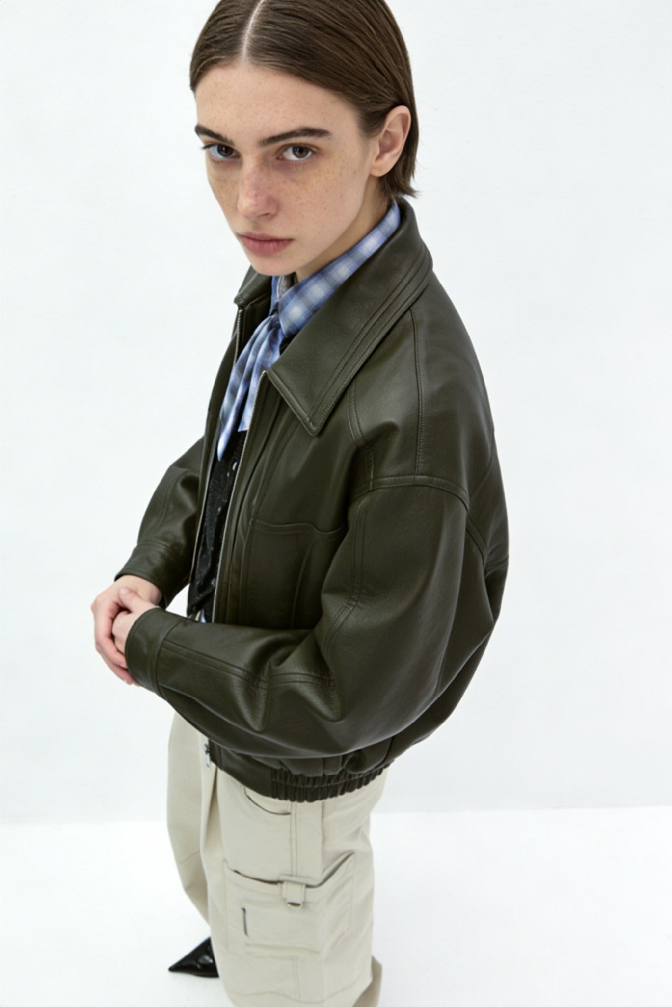 Snug fit cool style matte PU bomber jacket | 2 color